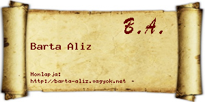 Barta Aliz névjegykártya